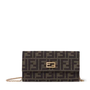 Continental Wallet in Jacquard FF Zucca and Brown Leather