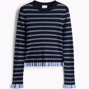 Ruffle-Trimmed Rib-Knit Top