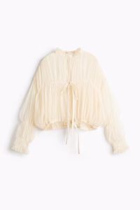 Sheer tie-front blouse