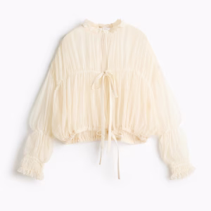 Sheer tie-front blouse