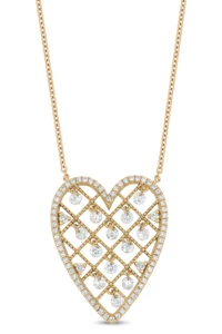 18K Gold Audrey Diamond Heart Pendant Necklace - Bony Levy