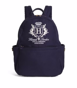 Harrods Cotton Embroidered Emblem Backpack
