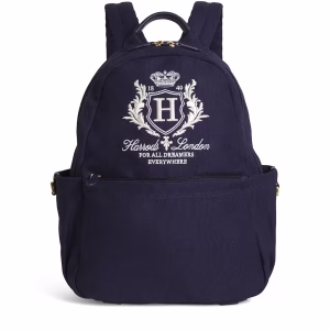 Harrods Cotton Embroidered Emblem Backpack