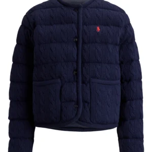 Padded Cable Stitch Wool & Cashmere Puffer Jacket