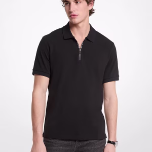 Cotton Zip-Up Polo Shirt