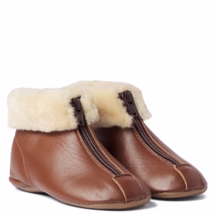 PèPè Glace shearling-trimmed leather ankle boots