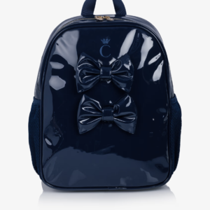 Caramelo Kids Girls Glossy Blue Patent Backpack (35cm)