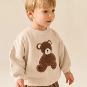 Ecru Bear Printed Crew Neck Sweat Top (3mths-7yrs)