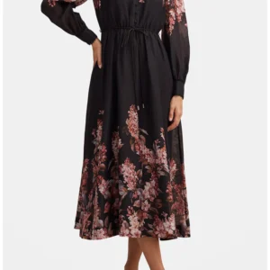Courtney Floral Long Sleeve Midi Dress Ever New