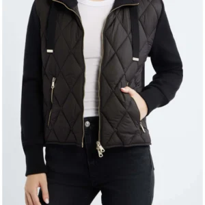 Mixed Media Quilt Front Sweater Jacket Bernardo