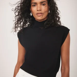 Black Wool Blend Knit Top