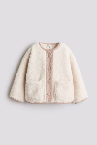Corduroy-Detail Teddy Fleece Jacket