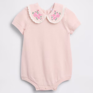 Baby Embroidered Collar Sweater Bodysuit