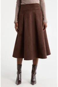 Faux Suede Flare Skirt Renee C