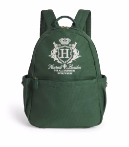 Harrods Cotton Embroidered Emblem Backpack