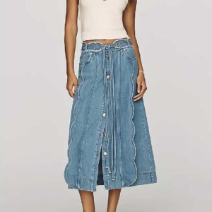 Farm Rio Ora Denim Midi Skirt