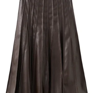 Dalia Pleated Faux Leather Midi Skirt MANGO