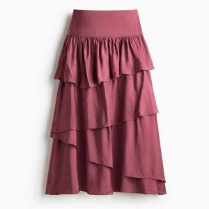 Flounced Viscose-Blend Skirt Dark pink