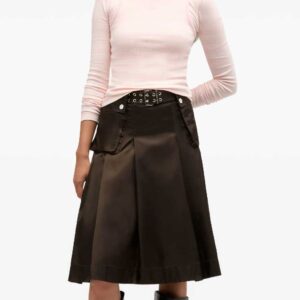 GANNI Duchesse nylon pleated skirt