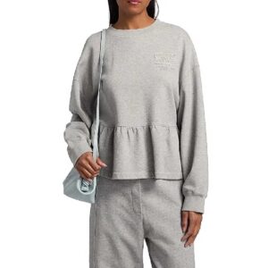 Ganni Isoli Cotton Crewneck Peplum Top