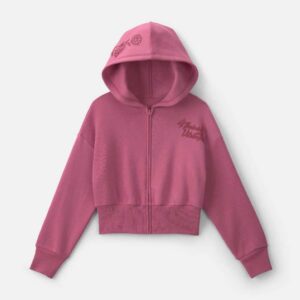 Girls 'Thriving' Fleece Zip-Up Hoodie - Pink