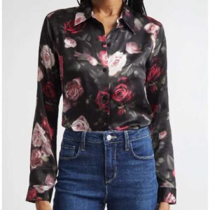 L'AGENCE Tyler Silk Button-Up Shirt