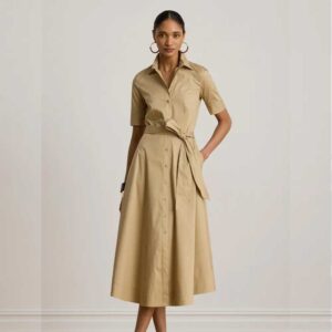 Lauren Ralph Lauren Belted Cotton Blend Shirtdress