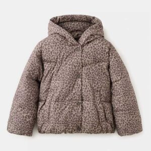 Leopard print padded anorak Brown