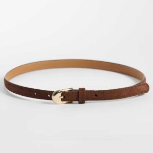 Mango faux suede slim belt in brown