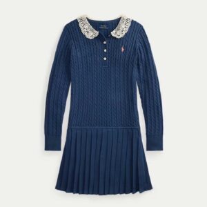 Mini-Cable Cotton Polo Dress Rustic Navy
