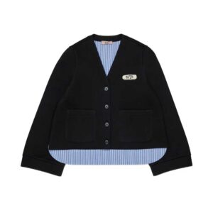 Nº21 Kids layered-effect logo-patch cardigan