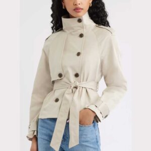 Open Edit Double Breasted Crop Trench Coat
