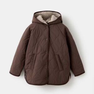 Padded fleece-lined parka Brown
