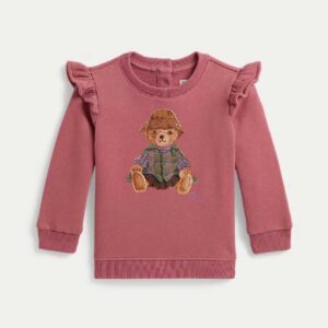 Ruffled Polo Bear Fleece Sweatshirt Canvas Pink