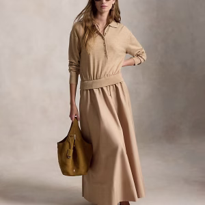 Hybrid Knit Polo-Bodice Dress Polo Ralph Lauren