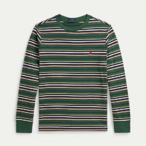 Striped Cotton Long-Sleeve Tee Verano Green Multi