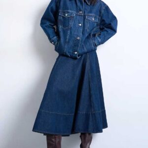 Topshop Dropped Waist Denim Skirt