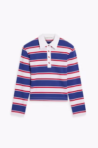 ALICE + OLIVIA Lyle striped jersey polo shirt