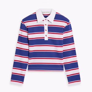 ALICE + OLIVIA Lyle striped jersey polo shirt