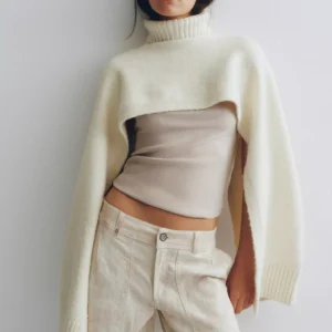 By Anthropologie Funnel-Neck Cropped Shrug