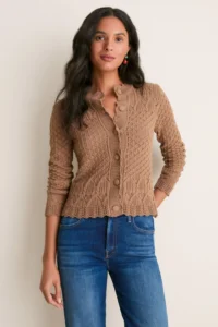 Hyacinth House Red Pointelle Capucine Cardigan