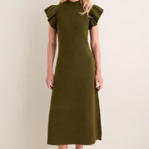Hyacinth House Olive Knit Martini Midi Dress