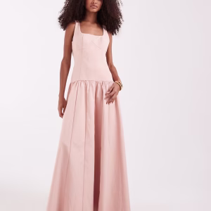 Pretty Lavish square neck drop waist maxi dress in blush