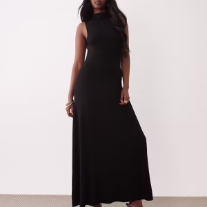 ASOS DESIGN high neck maxi dress in black