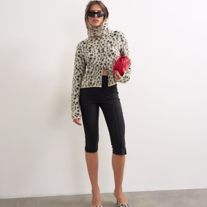 Topshop knit scarf cardigan with wool in dalmatian