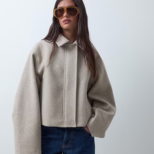 ASOS DESIGN formal top collar cropped jacket in mushroom