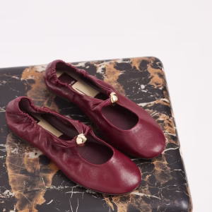 Dolce Vita Cornel ballet flats with gold detail in oxblood