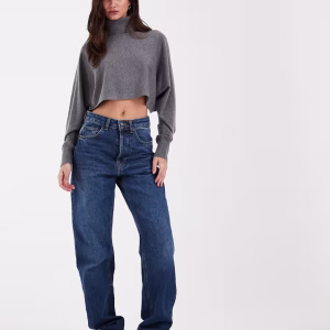 ASOS DESIGN funnel neck batwing super crop sweater in gray