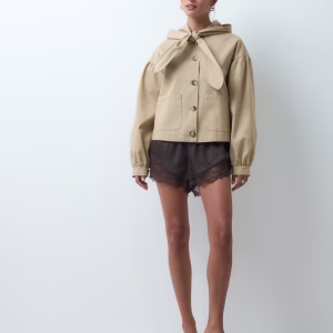 Miss Selfrdige cropped trench coat with tie neck detail