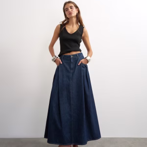 Topshop Cocoon maxi skirt in rock blue
